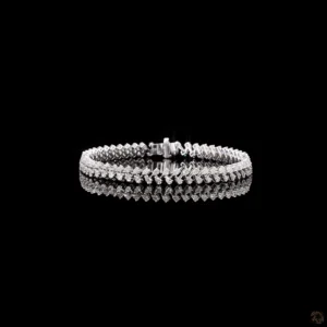 Double Row Diamond Tennis Bracelet in White Gold i