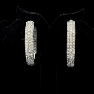 Triple-Row Pavé Diamond Hoop Earrings