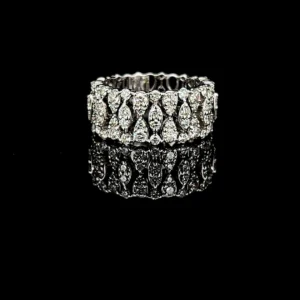 Intricate Marquise & Round Diamond Wide Eternity Band