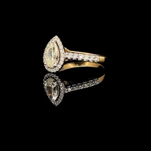 Pear-Shaped Halo Diamond Engagement Ring