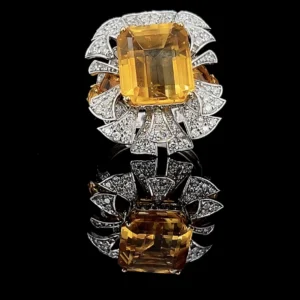 Statement Yellow Sapphire & Diamond Cocktail Ring