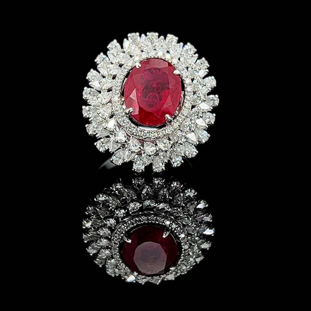 Diamond ring with ruby