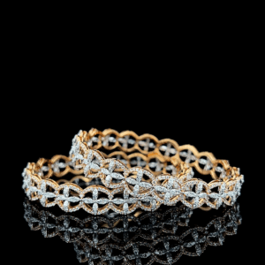 rose gold diamond bangles floral design