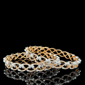 Exquisite Diamond Chain Link Bangles Set in Gold