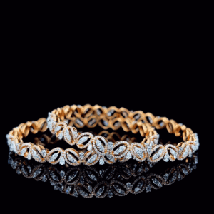 Exquisite Diamond Gold Bangles – Luxury Marquise & Pear-Cut Design