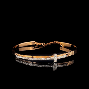Crossover Diamond Rose Gold Oval Bracelet