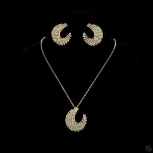 Diamond Crescent Pendant Set