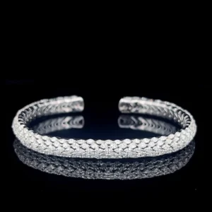 Premium Textured Diamond Pavé Cuff Bracelet