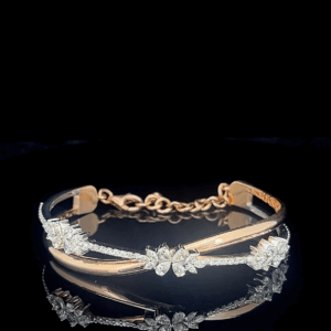 Rose Gold and Diamond Bypass Oval Bracelet
