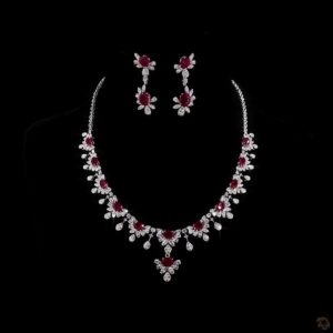 Ruby and Diamond Floral Necklace
