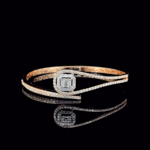 Two-Tone Diamond Baguette Bangle Bracelet